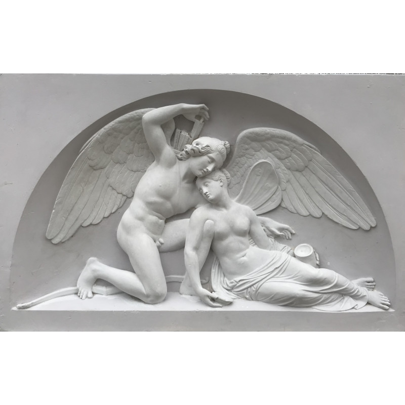 Amour et Psyché, bas-relief en plâtre, moulage de l’original en marbre de B.Thorvaldsen