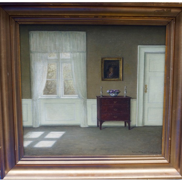 Intérieur Danois Signé Wilhelm Henriksen